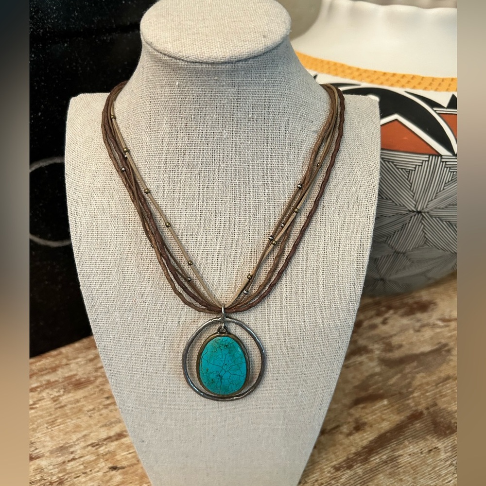 Silpada N1804 Leather and Howlite multi strand necklace